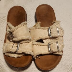 Blowfish Cream Sandals with Cork Footbed‎
